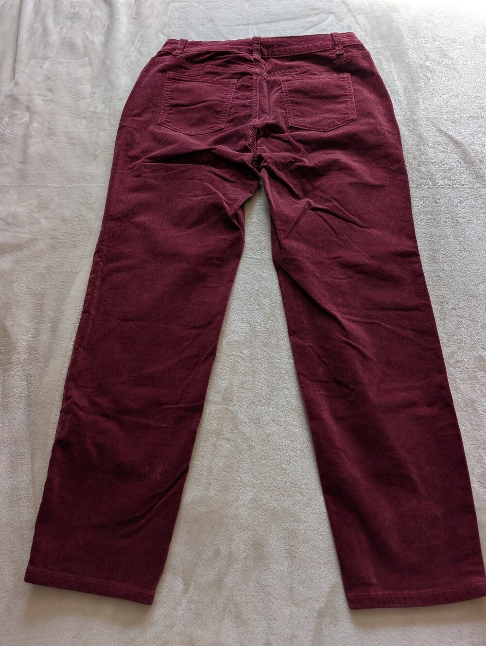 Flamingals Solid Corduroy Mid Waist Straight Leg Crop Burgundy Pants NWT - Picture 7 of 11